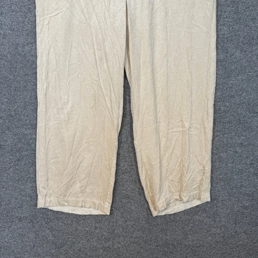J Jill Pants Womens Large Beige Corduroy Wide Leg Crop Stretch Waist Lagenlook‎
